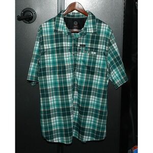 ATG Wrangler Angler Plaid Fishing Shirt Short Sleeve Outdoor Button Up XL, Green